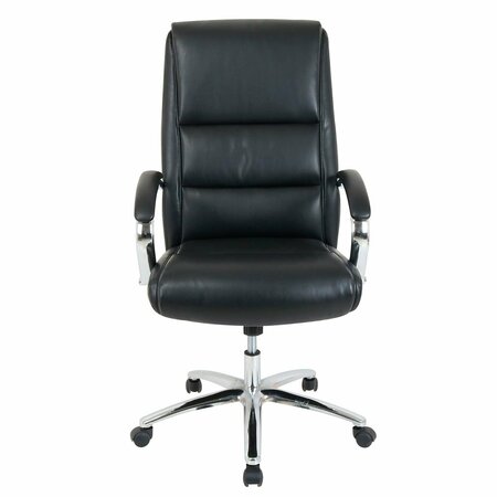 INTERION BY GLOBAL INDUSTRIAL Interion Antimicrobial Bonded Leather Modern Comfort Executive Chair, Black 695611BK-AM